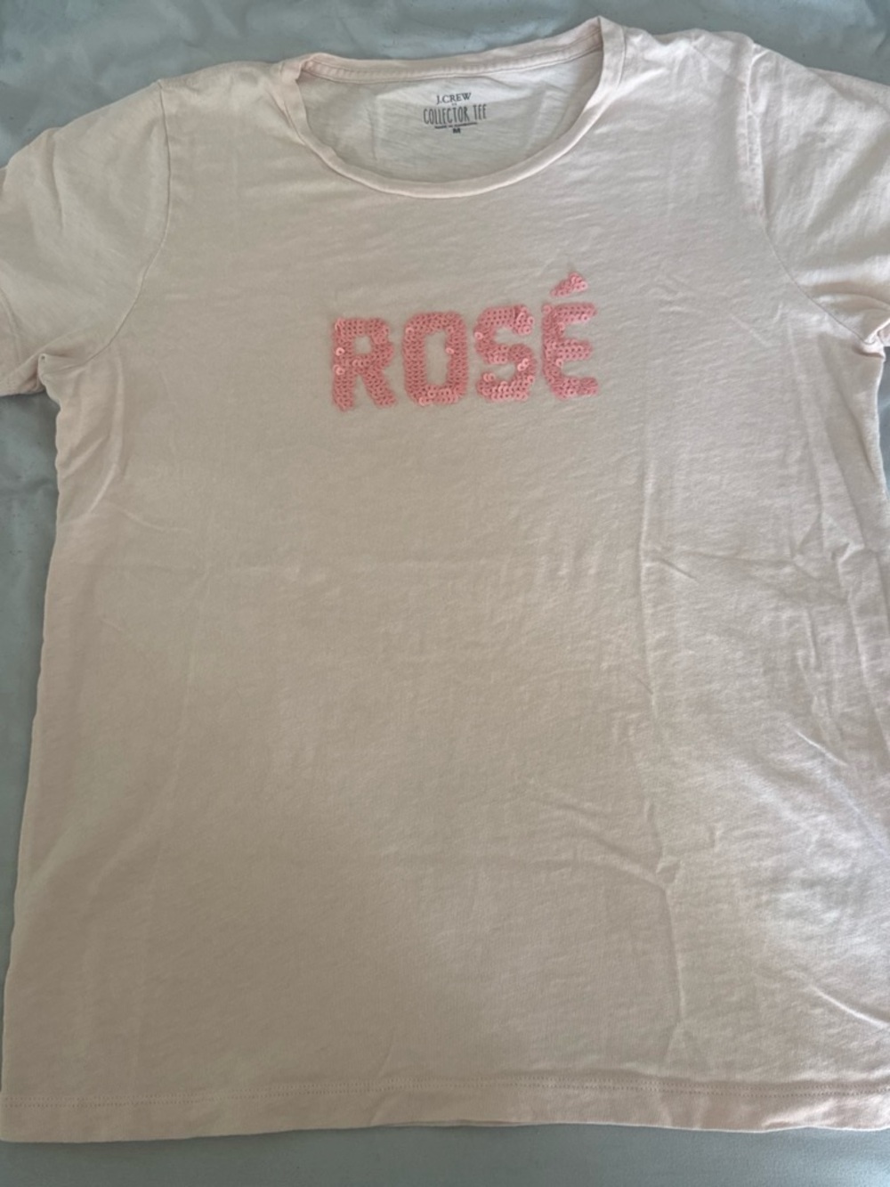 J. Crew Light Pink Sequin 'ROSE' Graphic Tee